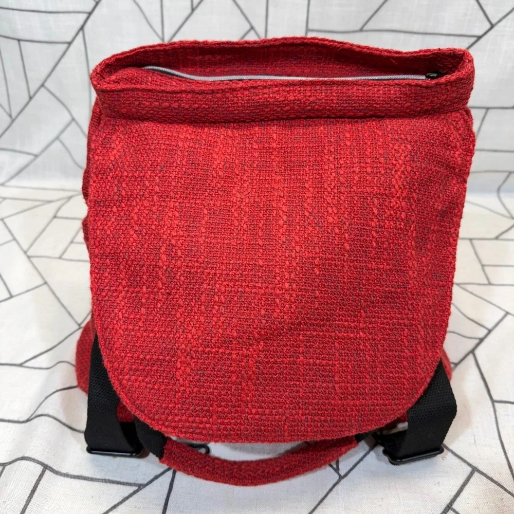 Dime Bags Life Backpack Medium Red Hemp Blend Convertible Woven Streetwear Bag